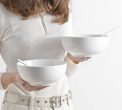 TGLBT 40 Ounce Porcelain Soup Bowls - 4 Packs, Stackable Round, White