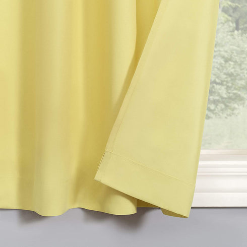 No. 918 Martine Microfiber Semi-Sheer Rod Pocket Kitchen Curtain Valance and Tiers Set, 54 in x 45 in (3 Piece), Yellow