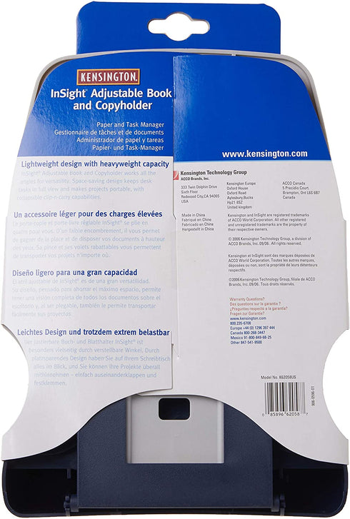 Kensington Insight Adjustable Book and Copyholder (K62058US) , White