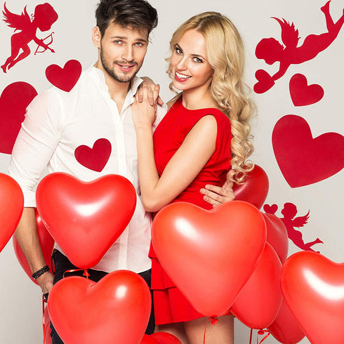 36 Pieces Valentine's Day Cutouts Heart Shape Paper Cutouts Love Party Decorations for Bulletin Board Window Decoration, Happy Valentine's Day Wedding Anniversary Party Supplies, 3 Styles, 2 Sizes
