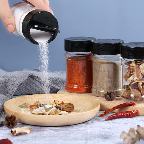 Abgream Plastic Spice Jars - 20 Pack Clear Containers Condiment Pots BPA free with Black Caps, Chalkboard labels, Chalk Marker for Storing Spice, Herbs, Salt, Pepper (5 oz)
