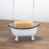 Foreside Home & Garden Black Distressed Rim White Enamel Bathtub Soap Dish