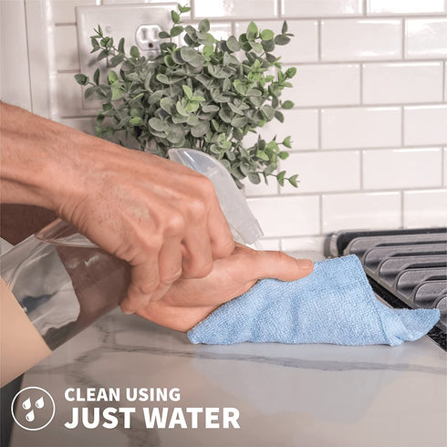 S&T INC. Microfiber Cleaning Cloths Reusable and Lint-Free Towels for Home, Kitchen and Auto, 11.5" x 11.5", 50 Pack, Light Blue