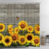 Likiyol Sunflower Shower Curtains, Wooden Board Sunflowers Shower Curtain with 12 Hooks for Bathroom Waterproof Durable Shower Curtains (Brown Yellow, 70 x 69 inches)