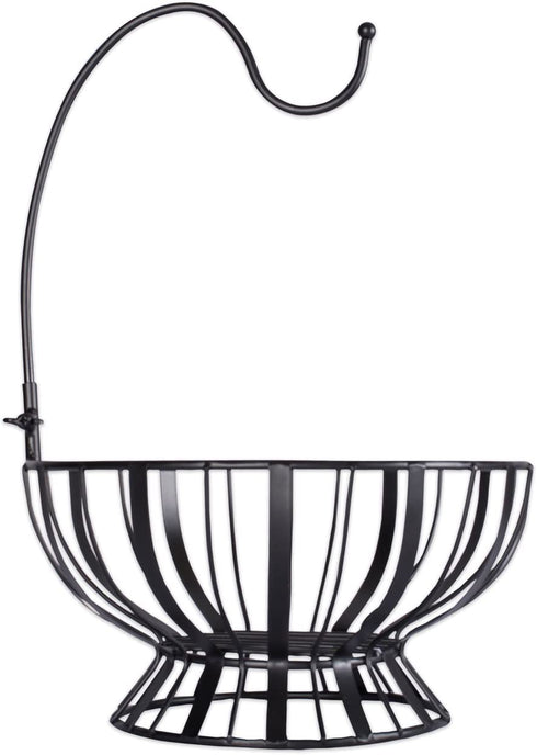 DII Metal Kitchen Storage Collection Farmhouse Stand Fruit Basket with Banana Hook, Vintage Black