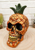Ebros Hawaiian Tropical Pineapple Golden Skull Figurine 6" Tall Fruity Skeleton Head Statue for Halloween Day of The Dead Spooky Decor