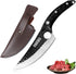 CACHIL Butcher Boning Knife Hand Forged Full Tang Kitchen Chef Meat Cleaver Knives with Sheath for Meat Cutting, BBQ, Camping, Outdoor (Black)