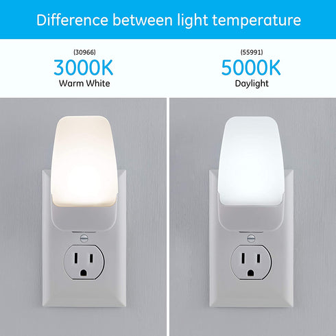 GE 55991 LED Night Light, Plug-in, Dusk to Dawn Sensor, Cool White, UL-Certified, Energy Efficient, Ideal for Bedroom, Bathroom, Nursery, Kitchen, Hallway, 2 pack, 2 Count