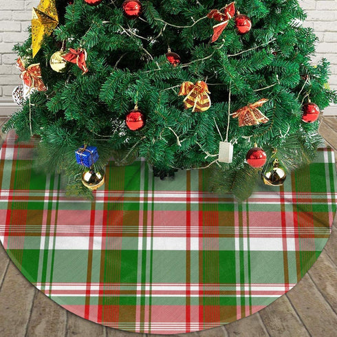 Christmas Tree Skirt 48 Inch Buffalo Plaid Red Green White Xmas Holiday Party Supplies Large Tree Mat Decor for Indoor Outdoor Home Ornaments