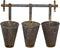 Creative Co-Op Antiqued Metal Wall Rack with 3 Hanging Tin Pots