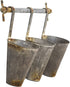 Creative Co-Op Antiqued Metal Wall Rack with 3 Hanging Tin Pots