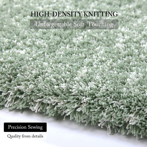 Yimobra Plush Thick and Soft Cut Pile Bathroom Mats, Super Shaggy Comfortable Quick Water Absorbing Non Slip Bath Rugs, Ultra Plush Thick with Machine Washable Bath Mat Light Green