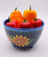 Bundle Bop Chips and Salsa Chip Dip Bowl Set - Melamine Spanish 6 Piece Small Bowl Set Painted Blue Dishes with Sunflowers - Serving Bowls for Party and Fiestas (6)