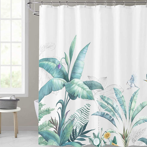 CHICHIC 71x71 Inch Shower Curtain for Bathroom Shower Curtain Set Fabric Shower Curtain with Hooks Thickening Waterproof Bathroom Decorations Tropical Leaves Shower Curtain