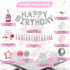 Pink Birthday Decorations - Pink Party Decorations with Happy Birthday banner, Tissue Paper Pom, Tassel Ribbon, Champagne Balloon, Birthday Party Decorations for Girls Women