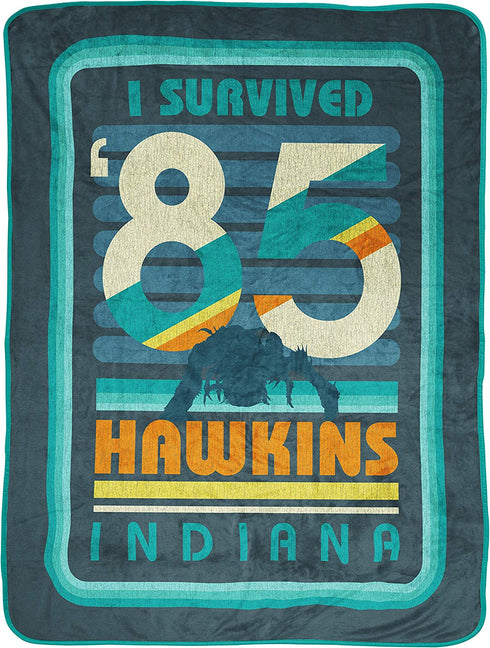 Jay Franco Stranger Things Hawkins 85 Throw Blanket - Measures 46 x 60 Inches, Kids Bedding - Fade Resistant Super Soft Fleece (Official Netflix Product)