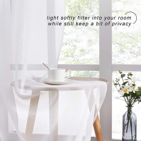 NICETOWN Semi-Sheer Texture Curtain Panels - Privacy Light and Airy Rod Pocket & Back Tab Design Semitransparent Sheer Voile Drapes for Living Room, 55" x 84", 2 Pieces