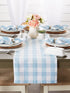 DII Buffalo Check Collection, Classic Farmhouse Table Runner, 14x108, Light Blue & White