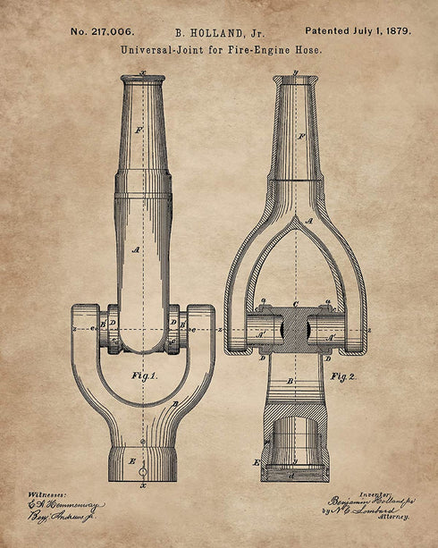 Firefighter Patent Print Set of 6 (8"x10") - Wall Art Decor - Gift Idea for Firemen First Responders