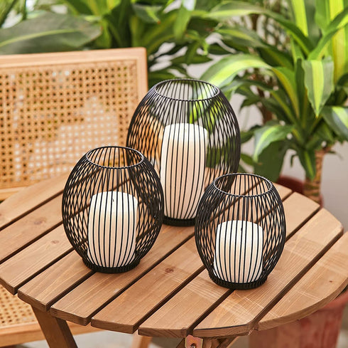 OLEEK Black Candle Holder - Metal Candle Holder centerpiece - Dinning table decorative centerpiece- Decorative Pillar Candle Holders - Table Candles Holders Decor - Iron Candle Stand - Candles Lantern