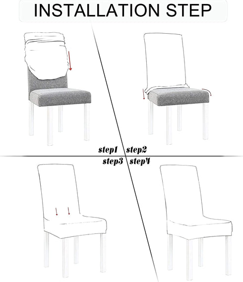 Obstal Black Stretch Spandex Dining Room Chair Covers Set of 4 Universal Removable Washable Chair Seat Slipcovers Protector for Kitchen, Ceremony, Wedding, Banquet, Hotel and Party