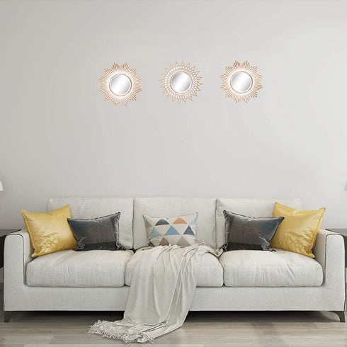 Small Round Mirrors for Wall Decor Set of 3 - Great Home Accessories for Bedroom, Living Room & Dinning Room (M015)