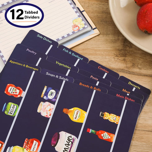 COFICE Recipe Book Binder 8.5x9.5 Recipe Ring Binder, 4x6 Cards and Tabbed Dividers, Seasoning Design