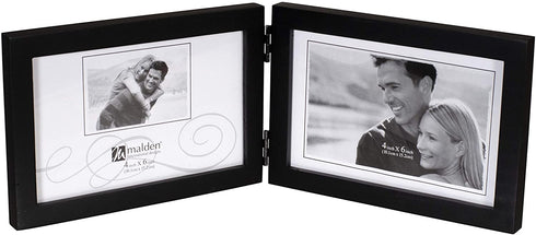 Malden International Designs Black Concept Wood Picture Frame, Double Horizontal, 2-4x6, Black