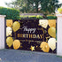 Happy Birthday Party Decorations, Extra Large Fabric Black and Gold Happy Birthday to You Sign Backdrop Banner Photo Booth Background for Indoor Outdoor Birthday Party Favor, 70.8 x 43.3 Inch