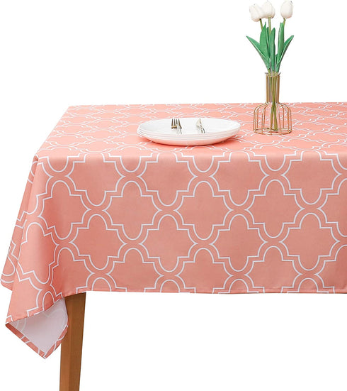 AooHome Quatrefoil Geometric Fabric Tablecloth, Water Repellent, Spill Proof, Suitable for Dinner (Orange, 54x78)