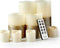 Furora LIGHTING LED Flameless Candles with Remote Control, Set of 8, Real Wax Battery Operated Pillars and Votives LED Candles with Flickering Flame and Timer Featured - Gold Trim