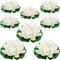 8Pcs Artificial Floating Lotus Decor with Lily Pad, Ivory White Plastic Foam Lotus Flowers with Water Lily Pad, Realistic Lotus Flower for Garden Koi Fish Pond Aquarium Pool Wedding Decor