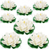 8Pcs Artificial Floating Lotus Decor with Lily Pad, Ivory White Plastic Foam Lotus Flowers with Water Lily Pad, Realistic Lotus Flower for Garden Koi Fish Pond Aquarium Pool Wedding Decor