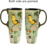 CEDAR HOME Coffee Ceramic Mug Porcelain Latte Tea Cup With Lid in Gift Box 17oz. Yellow Song Bird