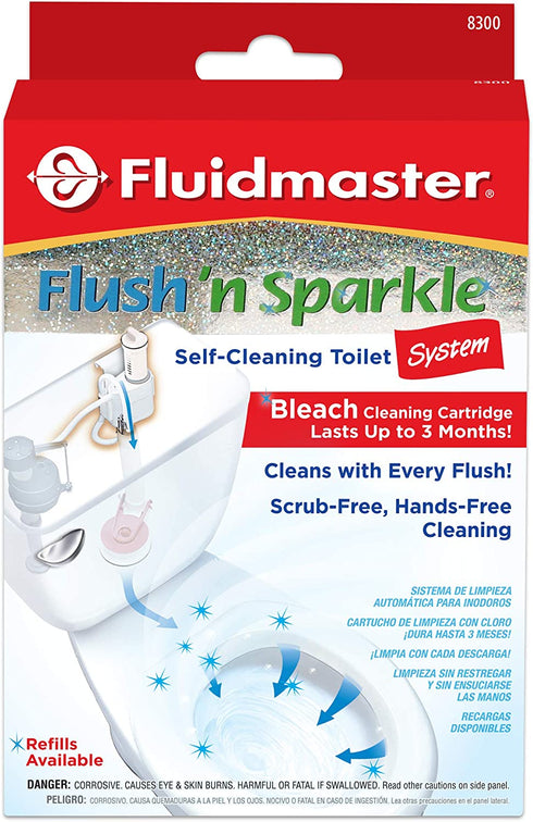 Fluidmaster 8300 Flush 'n Sparkle Automatic Toilet Bowl Cleaning System with Bleach Cartridge