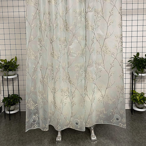Waterproof Shower Curtain Lining?PEVA Translucent Leaf Plastic Shower Curtain?72 x 72 inches?with 3 Heavy Magnets?12 Stainless Metal Hooks?Shower Lining Suitable for Shower, Bathtub?LAIEBAI