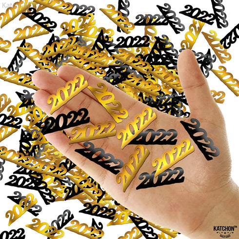 Black and Gold Graduation Confetti 2022 - 1.8 Ounce | Class of 2022 Confetti Graduation Decorations | Class of 2022 Decorations | Graduation Table Decorations | Graduation Centerpieces for Tables 2022