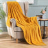 MIULEE Fleece Throw Blanket with Stripe Pattern Fuzzy Flannel Orange Yellow Blanket for Halloween Plush Warm Cozy Bed Blanket Boho Decor for Bed Couch Sofa Chair Throw Size 50"x60"