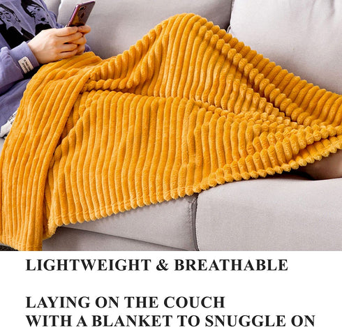 MIULEE Fleece Throw Blanket with Stripe Pattern Fuzzy Flannel Orange Yellow Blanket for Halloween Plush Warm Cozy Bed Blanket Boho Decor for Bed Couch Sofa Chair Throw Size 50"x60"