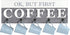 Barnyard Designs ˜Ok, But First Coffee™ Hanging Mug Holder, Wall Mounted Coffee Cup Organizer Rack, Rustic Farmhouse Wood Wall Decor Sign, for Kitchen, Coffee Bar or Cafe, Gray and White, 24? x 8.5?