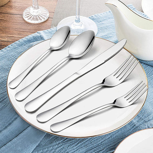 Flatware Set, E-far 20-Piece Silverware Set Stainless Steel Cutlery Set for Kitchen Hotel Restaurant, Mirror Polished & Dishwasher Safe - Service for 4