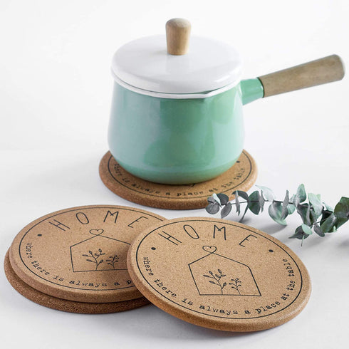 Perfect Housewarming Gift - Cork Trivet Hot Pads for Kitchen Counter | Set of 4 | 7.3 inches | Farmhouse Holder for Hot Dishes