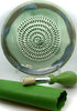 BonCera, All-in-one 4pcs Premium Ceramic Garlic Grater Set - Hand-Made, Green Glazed Design Grater Plate w/Garlic Peeler, Gathering Brush, Display Stand, It's also grating Turmeric, Ginger, and more,