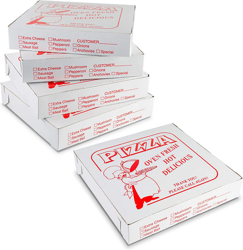 10" Length x 10" Width x 2" Depth Lock Corner Clay Coated Thin Pizza Box by MT Products (20 Pieces)