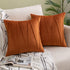 Woaboy Decorative Stripe Velvet Pillow Covers Soft Cushion Covers Solid Square Pillowcases Comfortable for Couch Bed Sofa Living Room Office 2 Pieces 20x20inch 50x50cm Orange