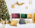 Lewondr Golden Embroidery Velvet Throw Pillow Cover, 2 Pack Soft Velvet Throw Pillow Case Golden Lines Embroidered Rhombus Pattern Back Cushion Cover for Car Sofa Bed 18"x18"(45x45cm), Dark Green