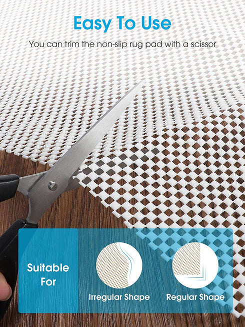 Puroma Non-Slip Area Rug Pad, 5 x 7 Ft Extra Thick Rug Pads Protective Cushioning Pad for Hardwood Floors, White
