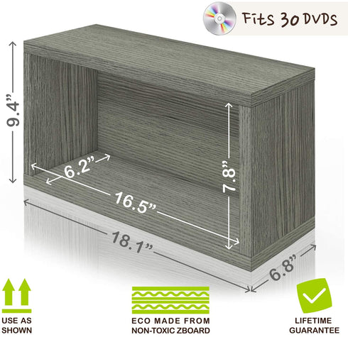Way Basics Media Storage Rack Shelf Organizer Holds 30 PS5 Games, DVDs, Blu-Rays (Tool-Free Assembly and Uniquely Crafted from Sustainable Non Toxic zBoard Paperboard), Grey