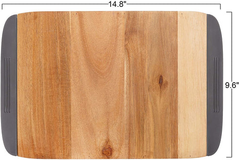 Glad Acacia Wood Cutting Board with Slide Out Trays | Catches Food and Waste | Solid Wooden Butcher Block with Removable Drawers | Kitchen Cooking Supplies