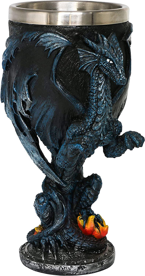 Medieval Fantasy Blue Dragon Goblet - Dungeons and Dragons gifts Themed Party Decoration - D&D Game chalice cup of Thrones Merchandise 7oz Stainless Steel Gothic Drinking cups
